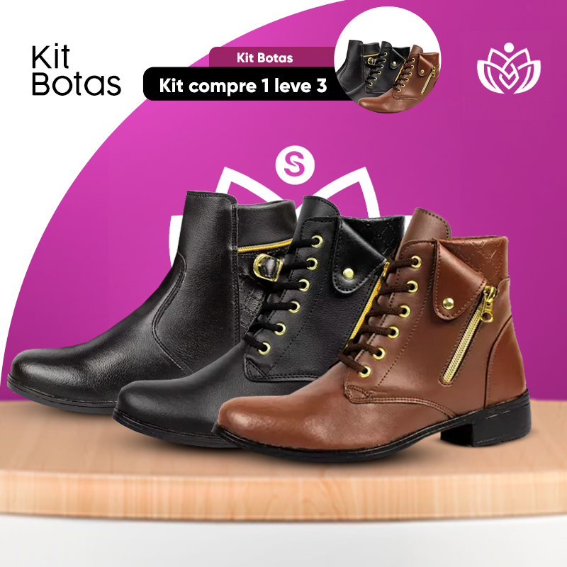 [COMPRE 1 E LEVE 3] Kit de Botas Coturno Cano Baixo + Brinde Especial